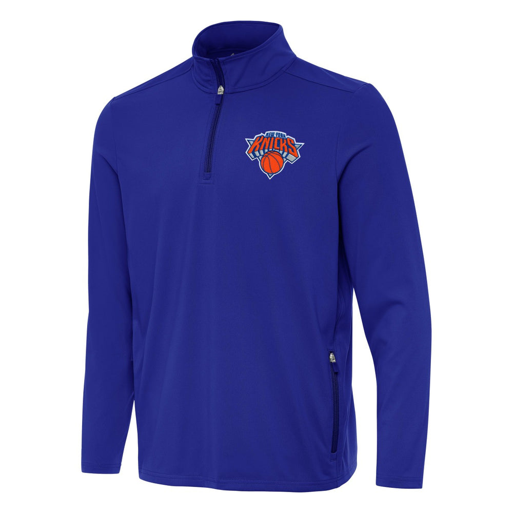 New York Knicks Antigua Perilous Quarter-Zip Sweatshirt Royal