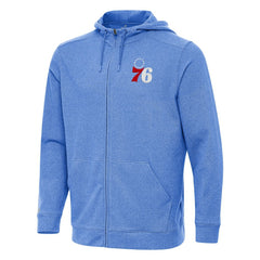 Philadelphia 76ers Antigua Effortless Full-Zip Hoodie Jacket Heather Royal
