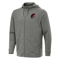Portland Trail Blazers Antigua Effortless Full-Zip Hoodie Jacket Heather Charcoal