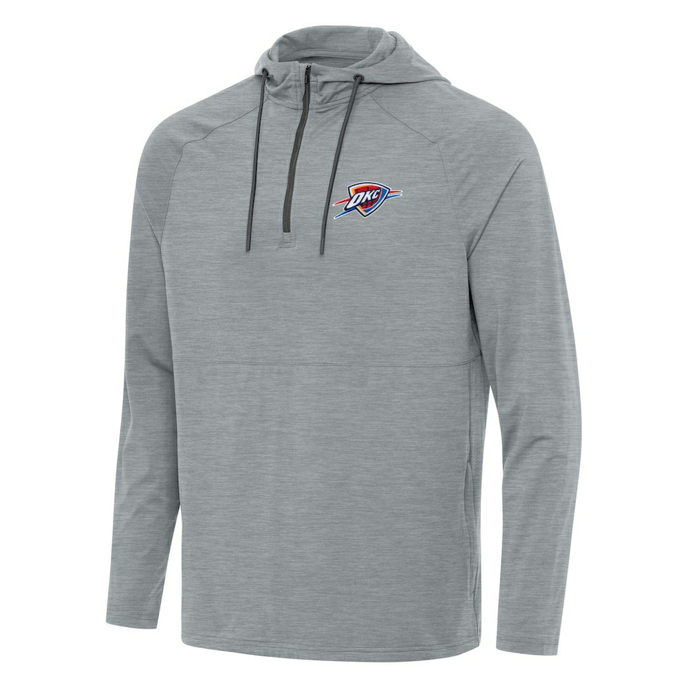 Oklahoma City Thunder Antigua Spikes Raglan Quarter-Zip Hoodie Heather Gray