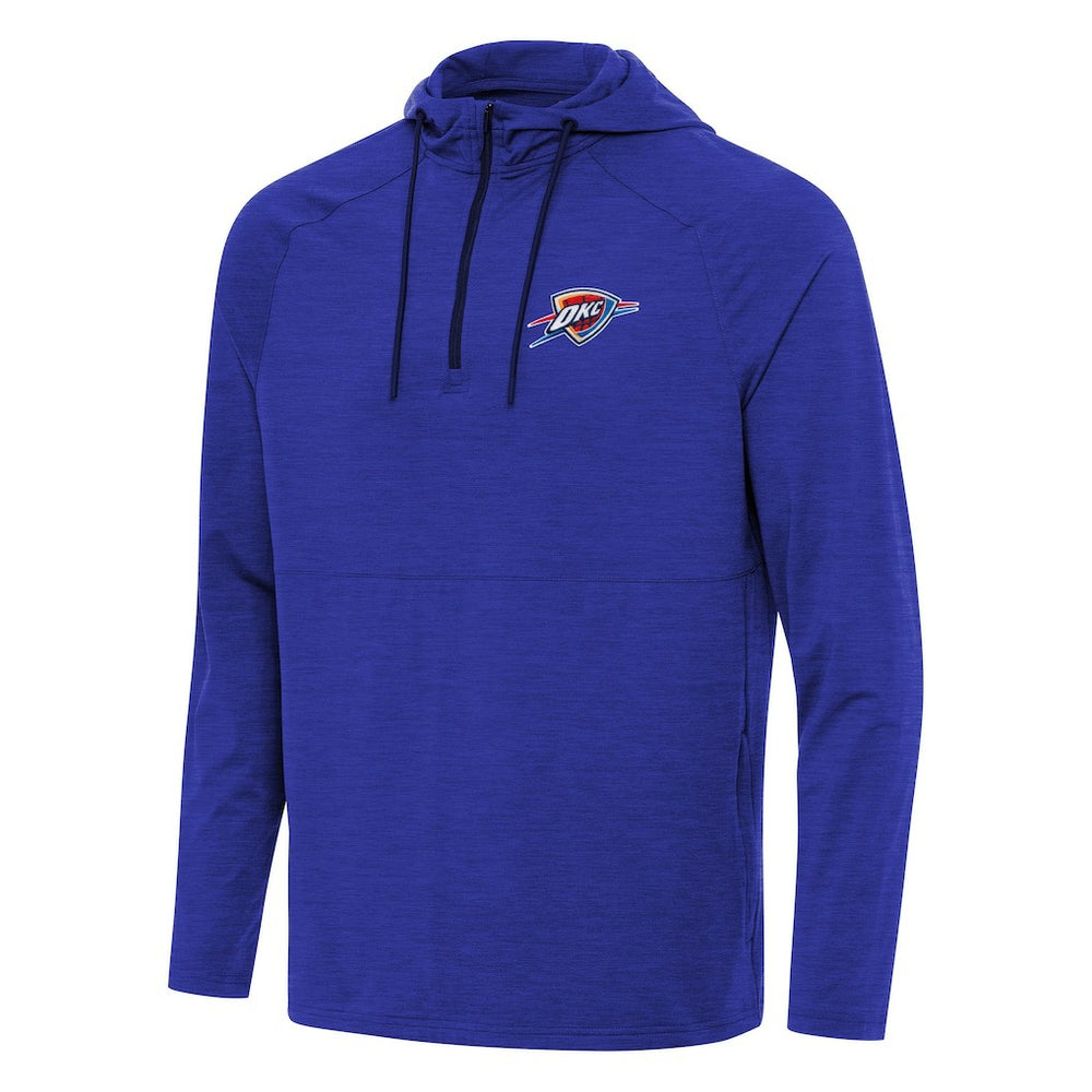 Oklahoma City Thunder Antigua Spikes Raglan Quarter-Zip Hoodie Heather Blue