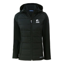 Cleveland Browns Cutter & Buck Women's Evoke Hybrid Eco Softshell Recycled Full-Zip Hooded Jacket Black