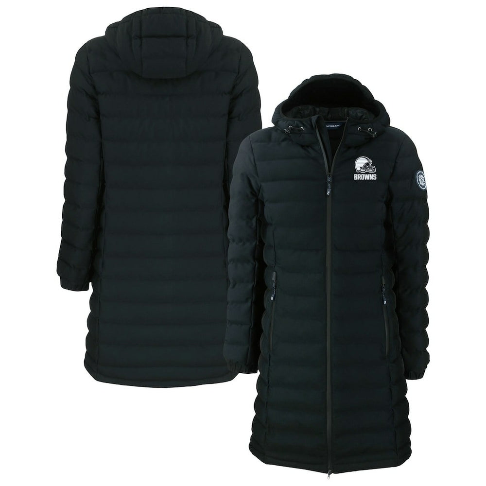 Cleveland Browns Cutter & Buck Women's Mission Ridge Repreve Eco Insulated Full-Zip Hoodie Long Puffer Jacket Black