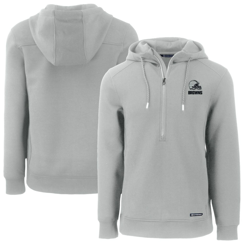 Cleveland Browns Cutter & Buck Roam Eco Recycled Half-Zip Pullover Hoodie Gray