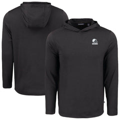 Cleveland Browns Cutter & Buck Coastline Epic Comfort Eco Recycled Long Sleeve Hooded T-Shirt Black
