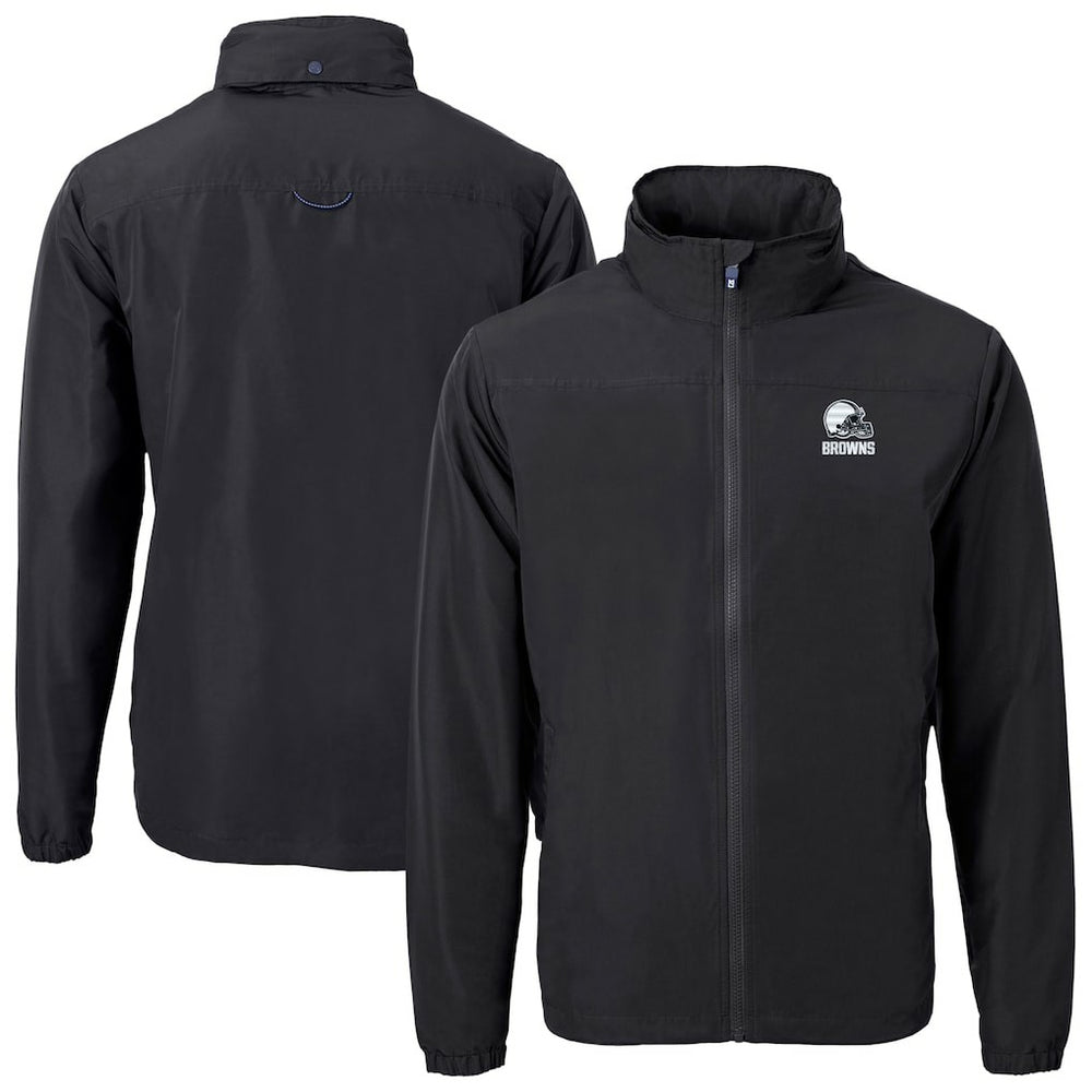 Cleveland Browns Cutter & Buck Charter Eco Recycled Full-Zip Hoodie Jacket Black