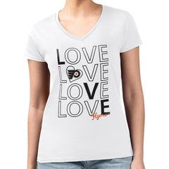 NHL Philadelphia Flyers G-III 4Her by Carl Banks Women's Super-Slim Fit Lightweight Love V-Neck T-Shirt - White