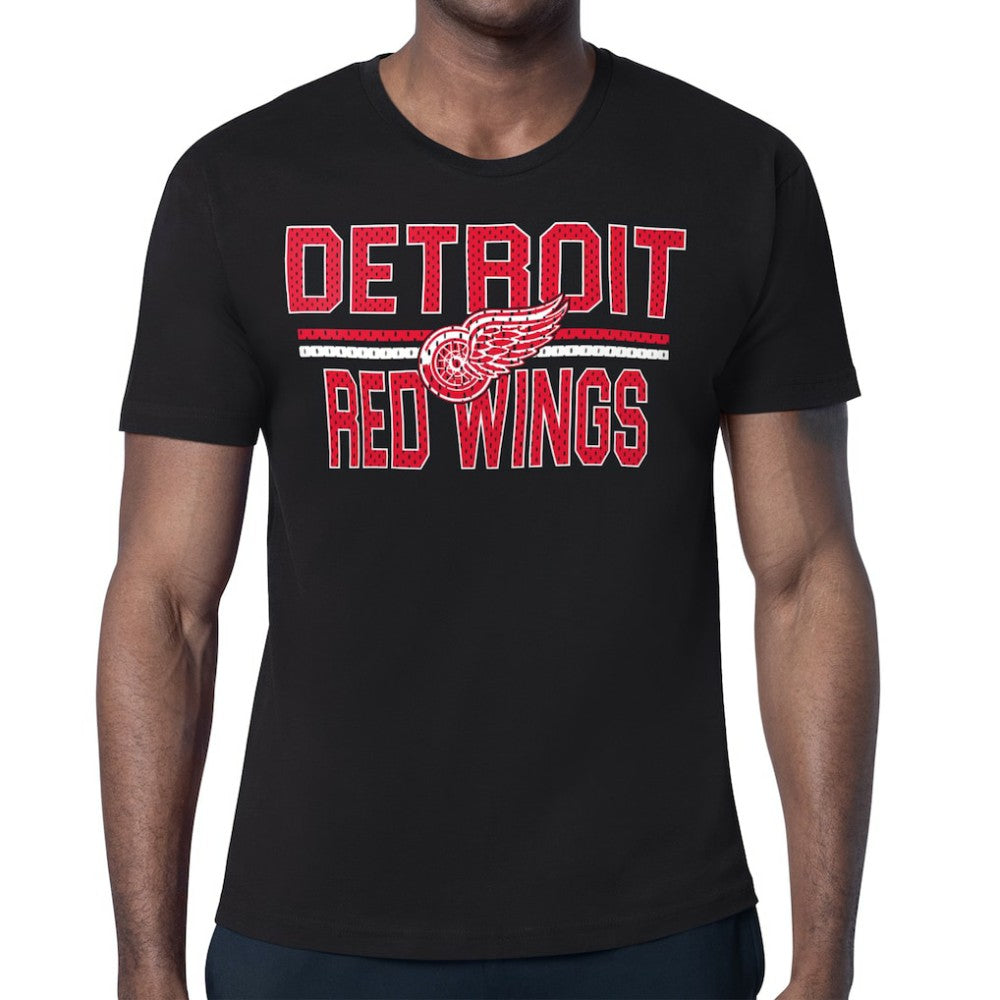 NHL Detroit Red Wings Starter Mesh Look Team Name T-Shirt - Black