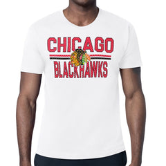 NHL Chicago Blackhawks Starter Mesh Look Team Name T-Shirt - White