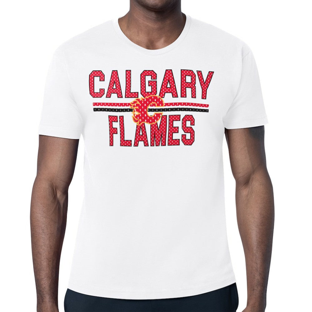 NHL Calgary Flames Starter Mesh Look Team Name T-Shirt - White