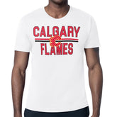 NHL Calgary Flames Starter Mesh Look Team Name T-Shirt - White