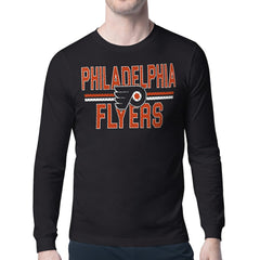 NHL Philadelphia Flyers Starter Mesh Look Team Name Long Sleeve T-Shirt - Black