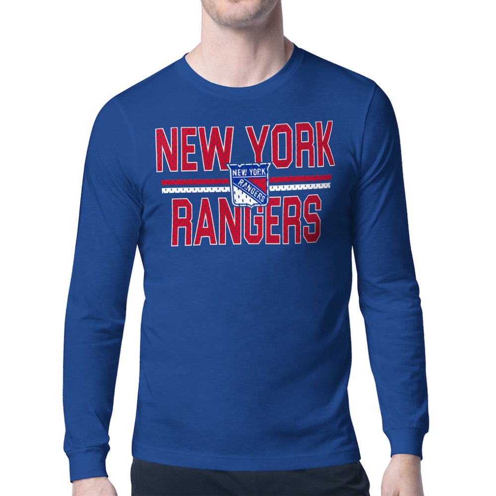 NHL New York Rangers Starter Mesh Look Team Name Long Sleeve T-Shirt - Blue