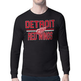 NHL Detroit Red Wings Starter Mesh Look Team Name Long Sleeve T-Shirt - Black