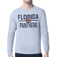 NHL Florida Panthers Starter Mesh Look Team Name Logo Long Sleeve T-Shirt - Heather Gray
