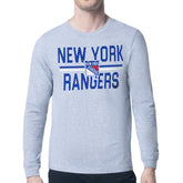NHL New York Rangers Starter Mesh Look Team Name Logo Long Sleeve T-Shirt - Heather Gray