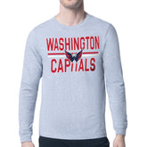 NHL Washington Capitals Starter Mesh Look Team Name Logo Long Sleeve T-Shirt - Heather Gray