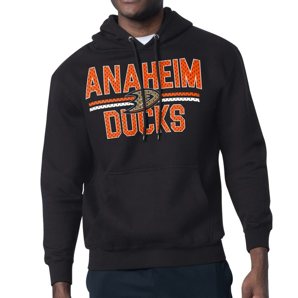 NHL Anaheim Ducks Starter Mesh Look Team Name Logo Tri-Blend Pullover Hoodie - Black