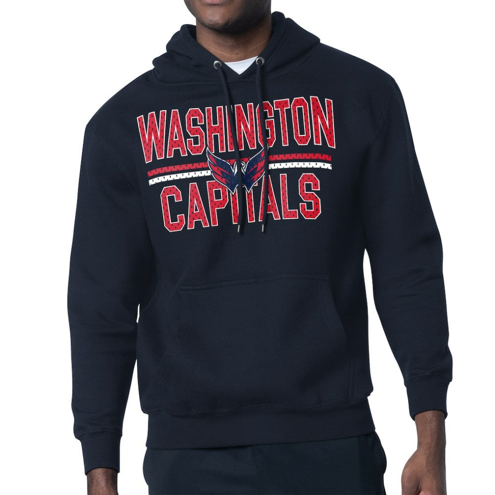 NHL Washington Capitals Starter Mesh Look Team Name Logo Tri-Blend Pullover Hoodie - Navy