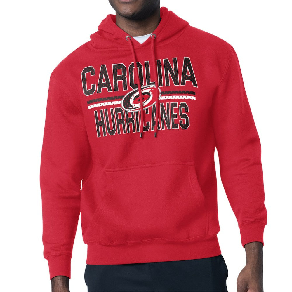 NHL Carolina Hurricanes Starter Mesh Look Team Name Logo Tri-Blend Pullover Hoodie - Red