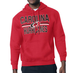 NHL Carolina Hurricanes Starter Mesh Look Team Name Logo Tri-Blend Pullover Hoodie - Red