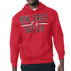 NHL New Jersey Devils Starter Mesh Look Team Name Logo Tri-Blend Pullover Hoodie - Red