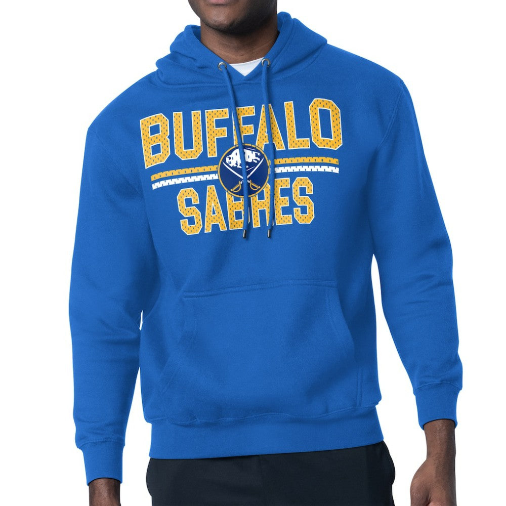 NHL Buffalo Sabres Starter Mesh Look Team Name Logo Tri-Blend Pullover Hoodie - Royal