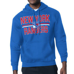 NHL New York Rangers Starter Mesh Look Team Name Logo Tri-Blend Pullover Hoodie - Blue