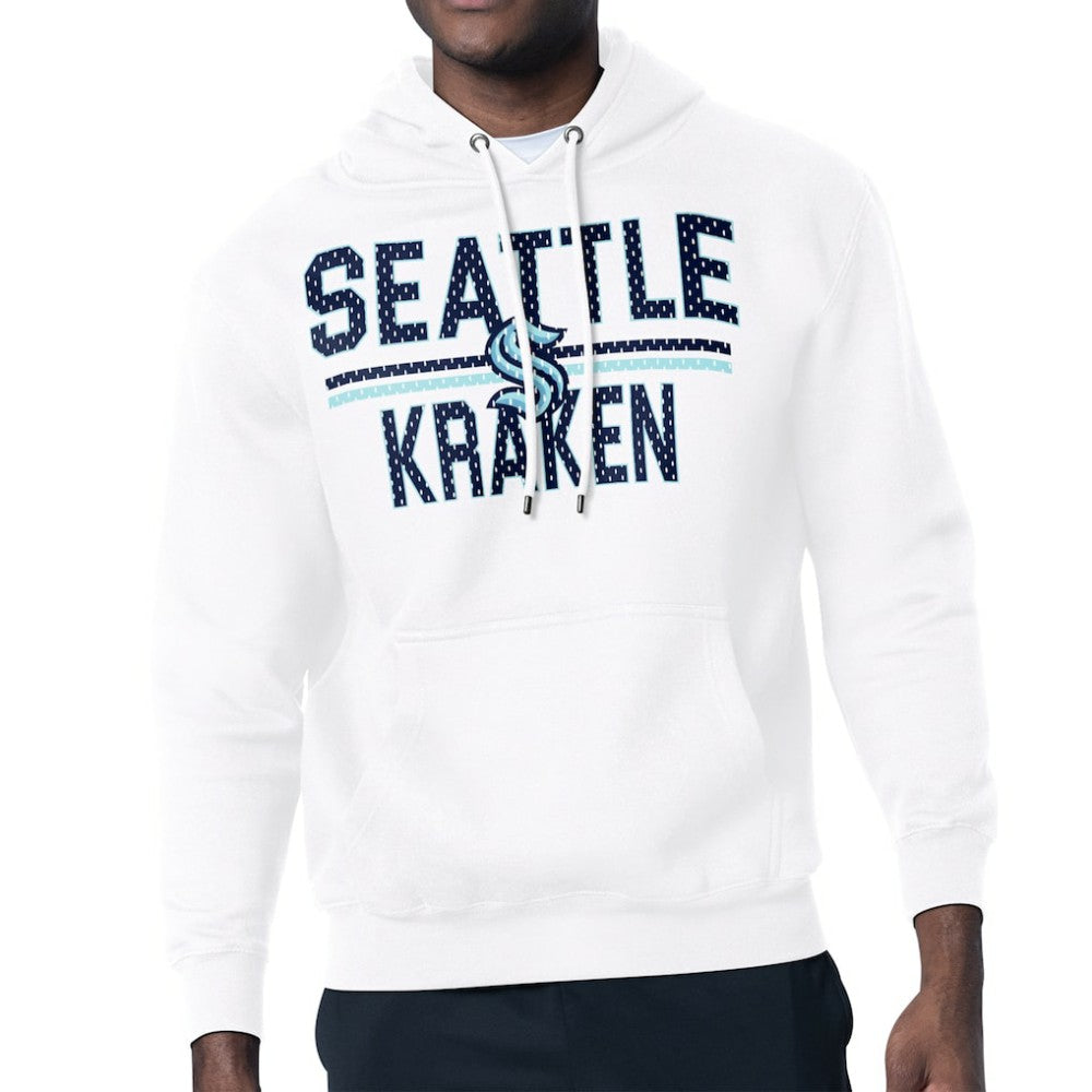 NHL Seattle Kraken Starter Mesh Look Team Name Logo Tri-Blend Pullover Hoodie - White