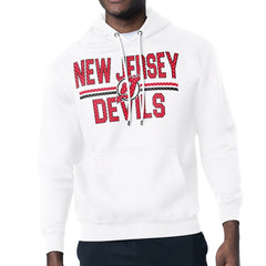 NHL New Jersey Devils Starter Mesh Look Team Name Logo Tri-Blend Pullover Hoodie - White