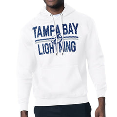 NHL Tampa Bay Lightning Starter Mesh Look Team Name Logo Tri-Blend Pullover Hoodie - White