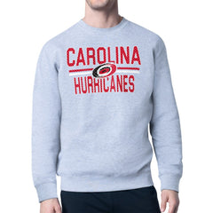 NHL Carolina Hurricanes Starter Mesh Look Team Name Logo Pullover Sweatshirt - Heather Gray