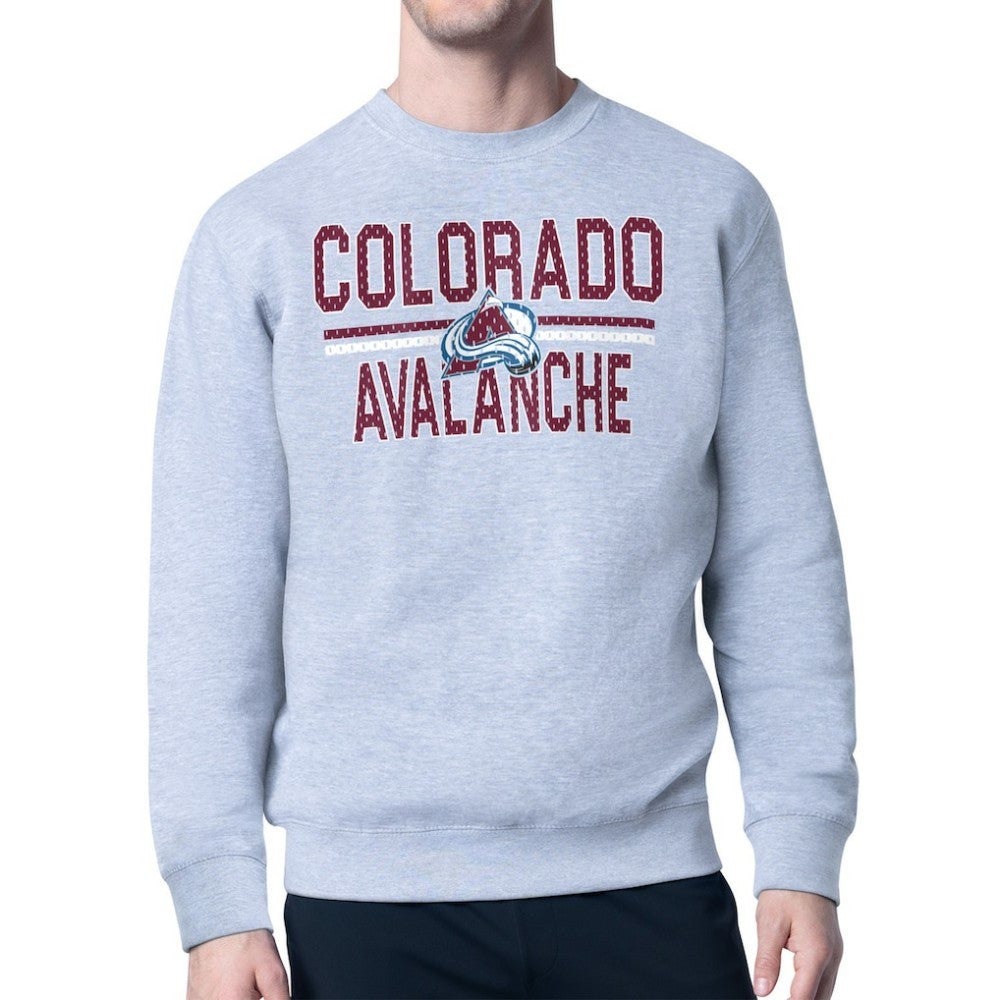NHL Colorado Avalanche Starter Mesh Look Team Name Logo Pullover Sweatshirt - Heather Gray