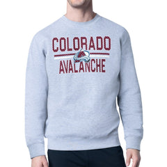 NHL Colorado Avalanche Starter Mesh Look Team Name Logo Pullover Sweatshirt - Heather Gray