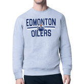 NHL Edmonton Oilers Starter Mesh Look Team Name Logo Pullover Sweatshirt - Heather Gray