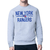 NHL New York Rangers Starter Mesh Look Team Name Logo Pullover Sweatshirt - Heather Gray