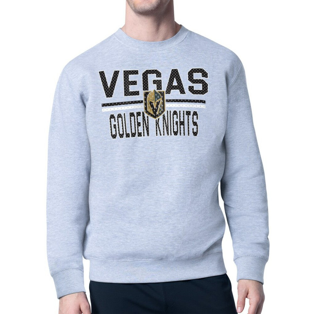 NHL Vegas Golden Knights Starter Mesh Look Team Name Logo Pullover Sweatshirt - Heather Gray