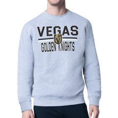 NHL Vegas Golden Knights Starter Mesh Look Team Name Logo Pullover Sweatshirt - Heather Gray