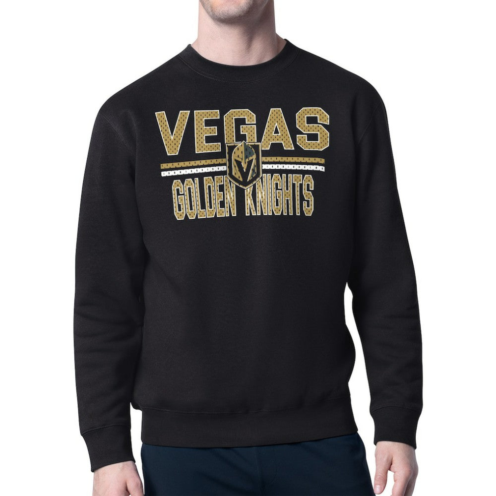 NHL Vegas Golden Knights Starter Mesh Look Team Name Logo Pullover Sweatshirt - Black