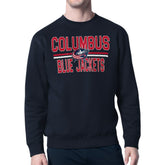 NHL Columbus Blue Jackets Starter Mesh Look Team Name Logo Pullover Sweatshirt - Navy