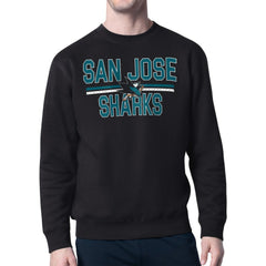 NHL San Jose Sharks Starter Mesh Look Team Name Logo Pullover Sweatshirt - Black