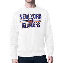 NHL New York Islanders Starter Mesh Look Team Name Logo Pullover Sweatshirt - White