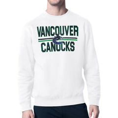 NHL Vancouver Canucks Starter Mesh Look Team Name Logo Pullover Sweatshirt - White