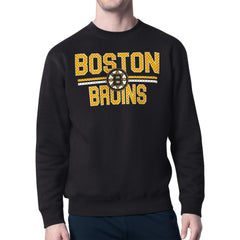 NHL Boston Bruins Starter Mesh Look Team Name Logo Pullover Sweatshirt - Black