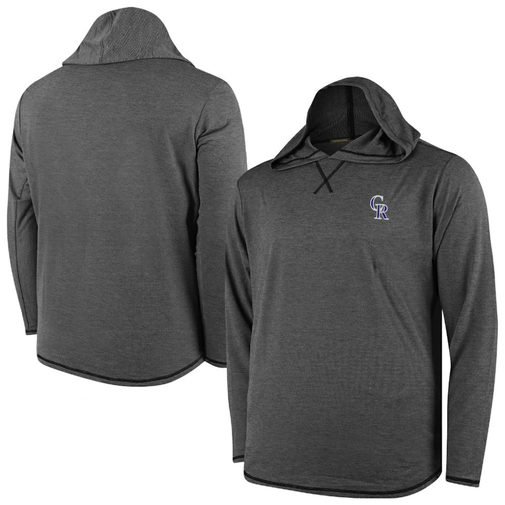Colorado Rockies Butter Stripe Tri-Blend Long Sleeve Hoodie T-Shirt - Black Hoodies