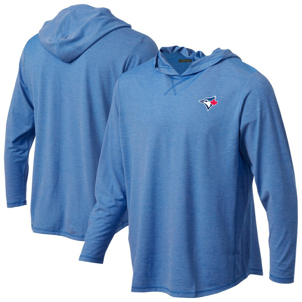 Toronto Blue Jays Butter Stripe Tri-Blend Long Sleeve Hoodie T-Shirt - Royal Hoodies