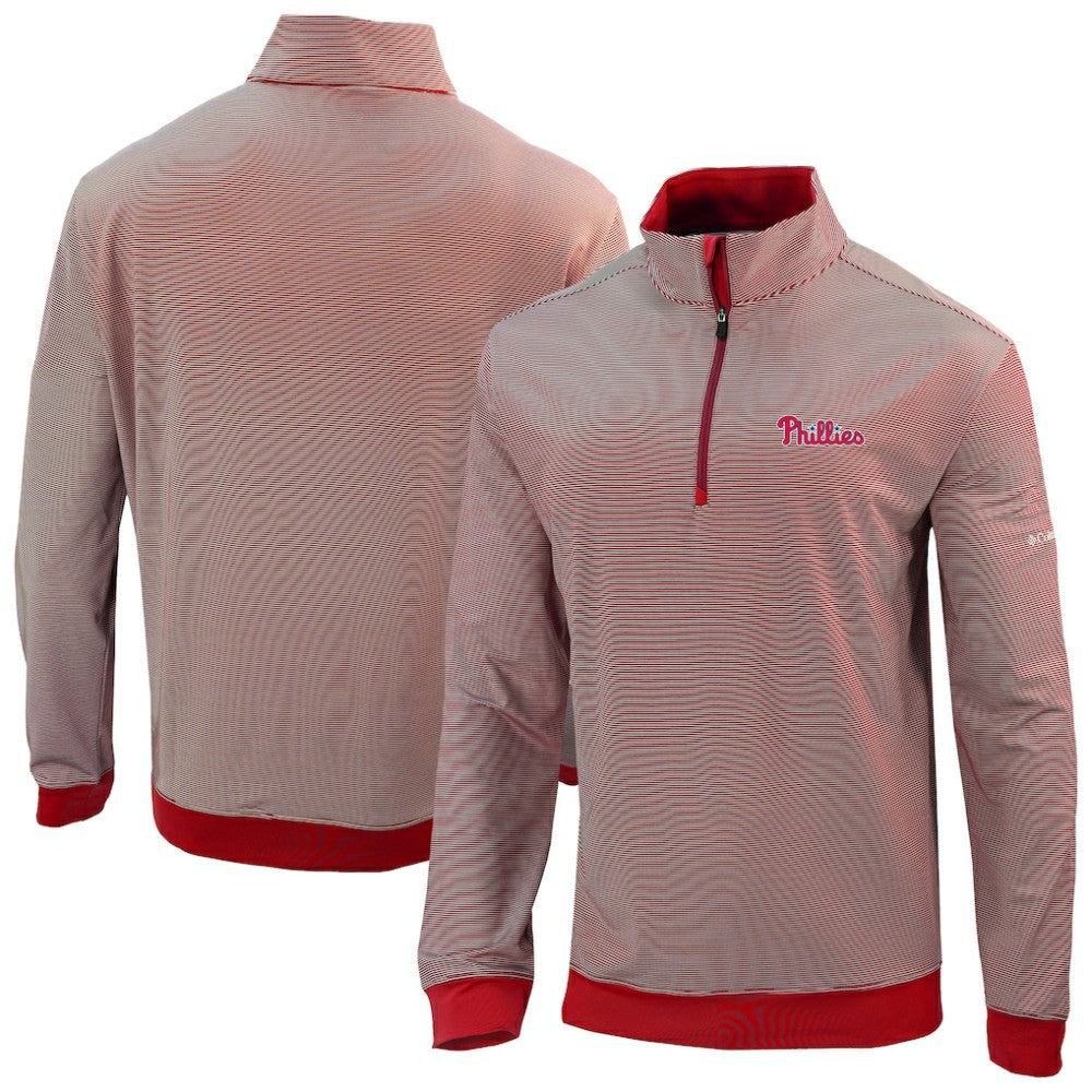 Philadelphia Phillies Columbia Omni-Wick Even Lie Quarter-Zip Pullover Top - Red Pullover