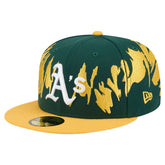 Athletics New Era Retro Pattern 59FIFTY Fitted Hat - Green/Gold Hats