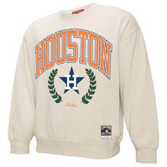 Houston Astros Mitchell & Ness Women's Cooperstown Collection Laurel Crew Pullover Sweatshirt - Cream Pullover