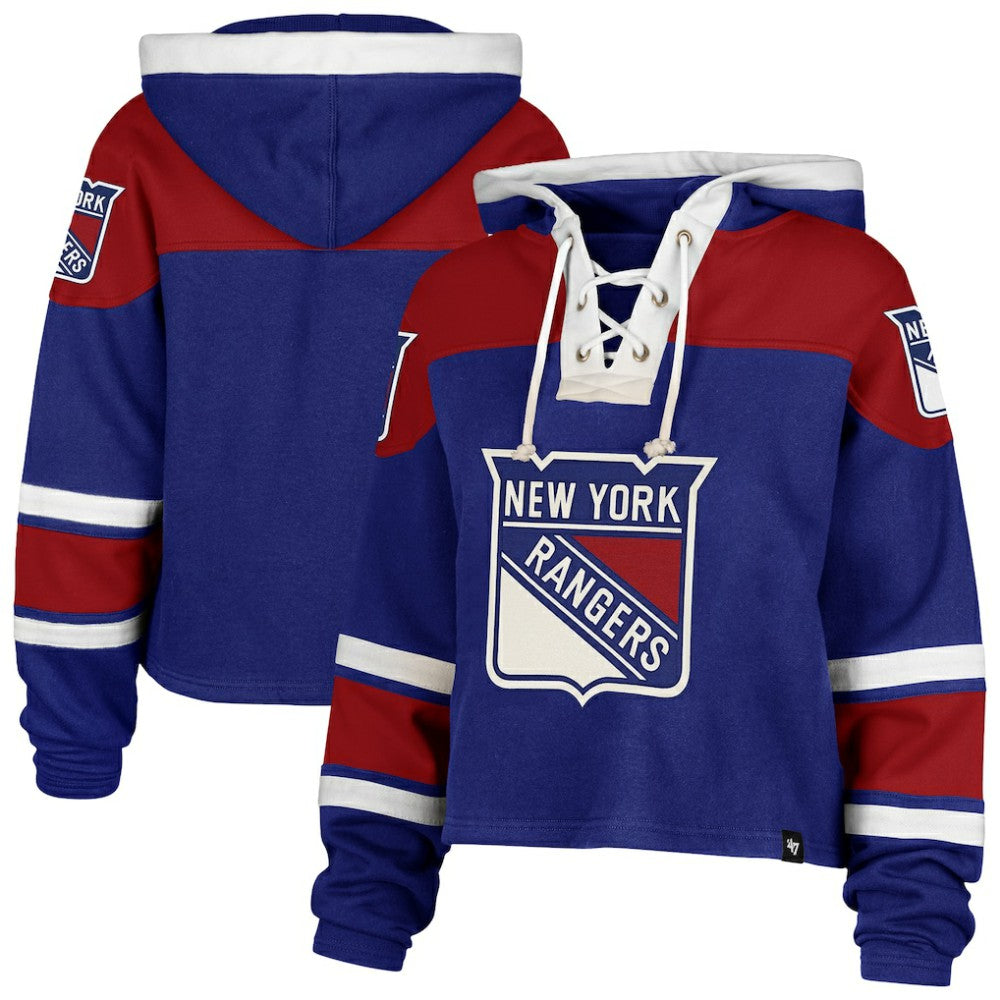 NHL New York Rangers '47 Women's Cropped Superior Lacer Pullover Hoodie - Blue